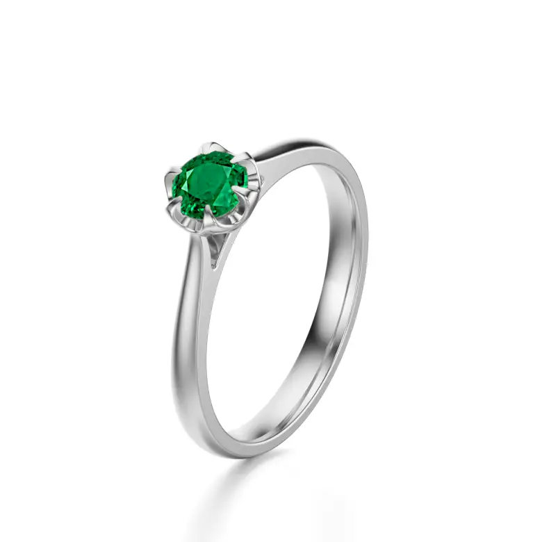 Pierścionek z białego złota ze szmaragdem AJPZ_011 Pierścionek z białego złota ze szmaragdem AJPZ_011